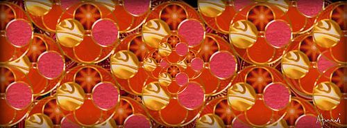 Gold and red mozaique