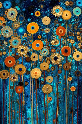 Flowers Garden Abstract D, style Gustav Klimt