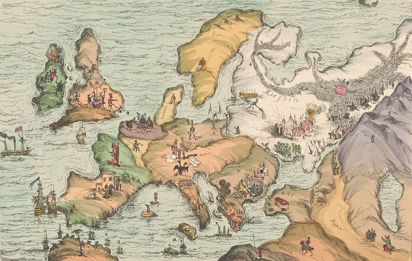 Map of Europe in bird's eye view, William Heath by Masterful Masters