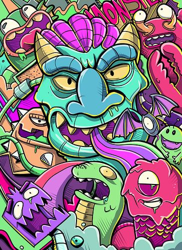 Monster-Parade - Pixelkaiju-Kritzelei von Pixelkaiju