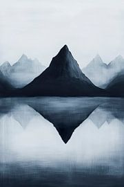 Mountain landscape in shades of grey - Minimalist by Poster Art Shop