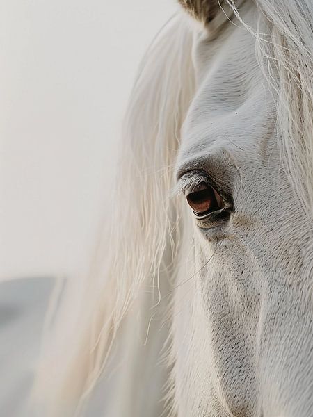 White horse close up by haroulita