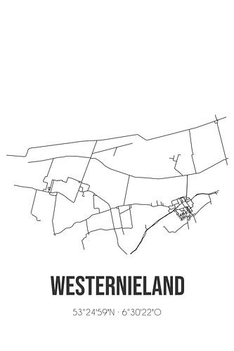 Westernieland (Groningen) | Karte | Schwarz und Weiß
