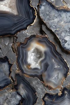 Abstracte aardlagen in blauwe agaatsteen als decoratie van Digitale Schilderijen