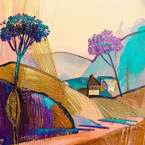 Modern Abstract schilderij. Serie: Landschap in structuren - 6 van Studio Pieternel