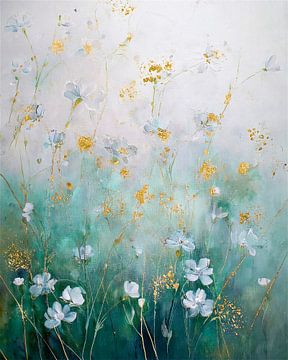Sereen schilderij met Wilde bloemen in het gras van Studio Pieternel