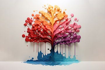 Rainbow art tree by Digitale Schilderijen