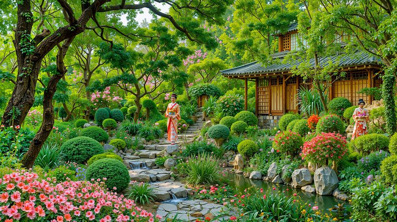 Geisha im japanischen Garten von Egon Zitter
