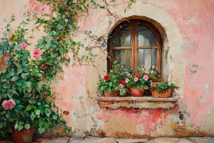 Blumenfenster Sommer von Poster Art Shop