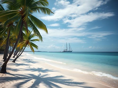 Palm trees and the glistening sea