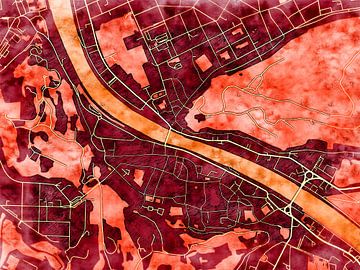 Kaart van Salzburg centrum in de stijl 'Amber Autumn' van Maporia