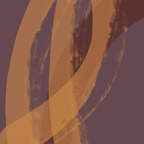 Abstracte lijnen en vormen in oker en paars