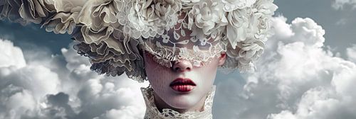 Digitaal abstract portret met decoratieve objecten als panorama