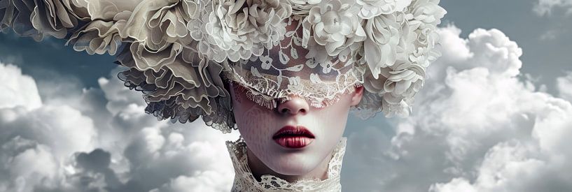 Digital abstract portrait with decorative objects as panorama by Digitale Schilderijen