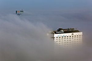 Rotterdam in the fog as seen from above