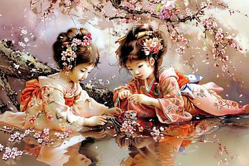 playing japanese children by Egon Zitter
