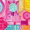 Lolly' s en zuurtjes  in de snoepwinkel. Aquarel handgeschilderd. van Ineke de Rijk