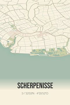 Vintage landkaart van Scherpenisse (Zeeland) van Rezona