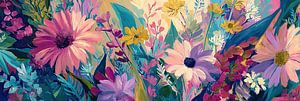 Abstrakte Blumen in lebhaften Farben