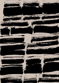Zwarte inktstudies. Penseelstreken patroon. van Dina Dankers