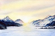 Sneeuwlandschap tijdens zonsondergang van Marina Goudappel thumbnail