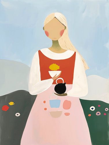 Illustration "Fille aux couleurs pastel&quot ;