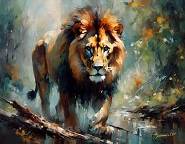 Wildlife - Abstracted Surrealism - Lion 2 by Johannas Art Creations