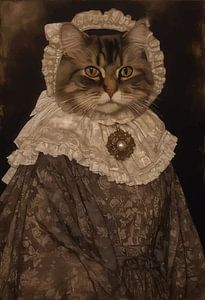 Katze in Kleidung aus der Zeit der Industriellen Revolution Porträt