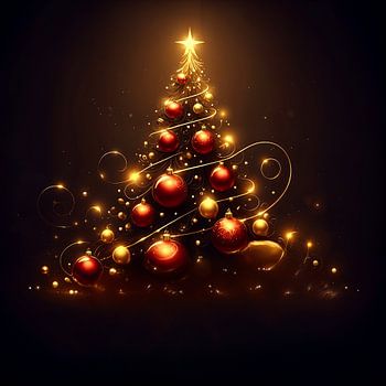 Eleganter goldener und roter Weihnachtsbaum-Glitzer