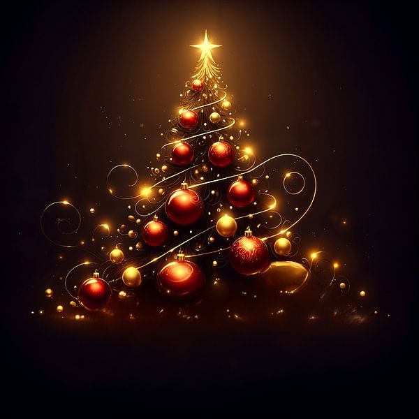 Elegante gouden en rode kerstboomglitter van fredi arlangga