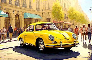 Gele Porsche 356 van DeVerviers