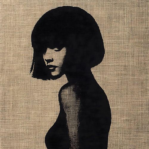 Abstrakte Silhouette einer Französin mit stilvollem französischen Bubikopf von Lauri Creates