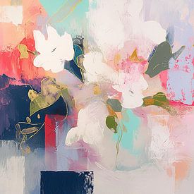 Fleur sur Peinture Abstraite
