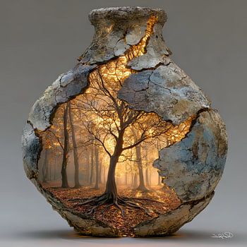 La nature dans un bocal en pierre