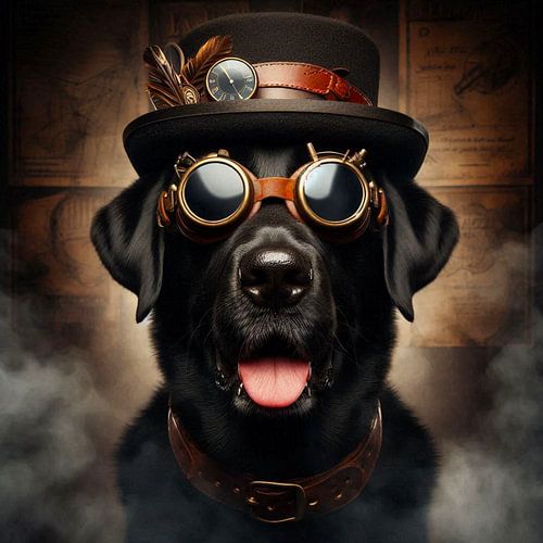 labrador met hoed en bril