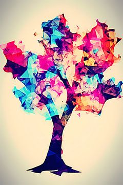 Colourful Abstract Tree by De Muurdecoratie
