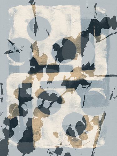 Neutraal botanisch abstract. Bloemen en bladeren in warm grijs en wit