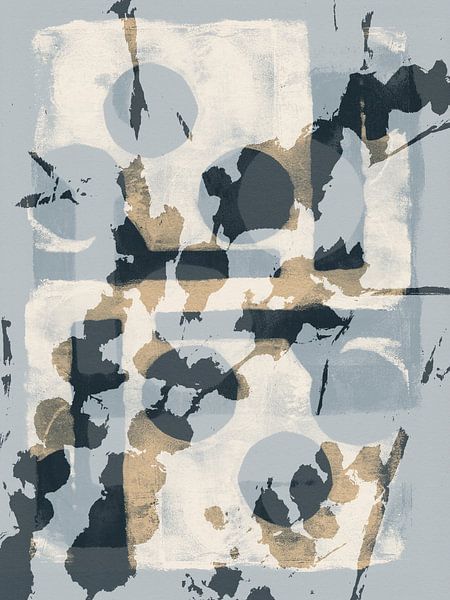 Neutral botanical abstract. Flowers and leaves in warm grey and white by Dina Dankers