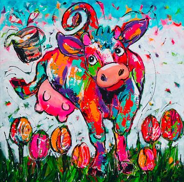 Tanzende Kuh von Vrolijk Schilderij