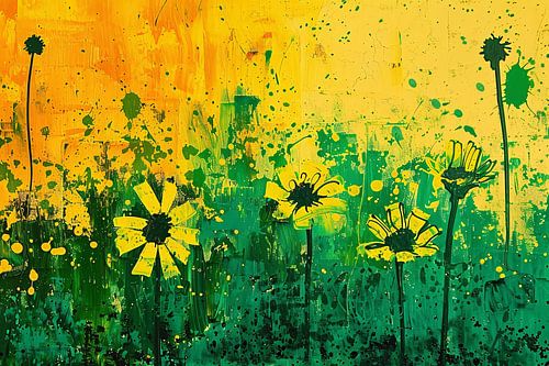 Abstract bloemenveld met levendige kleuren