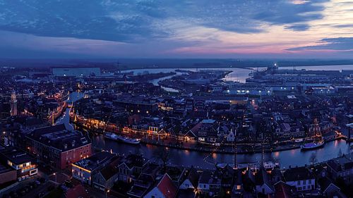 Christmas lights in Lemmer harbour