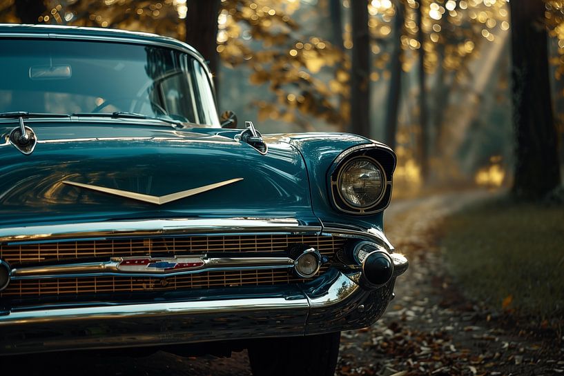 Chevy Bel Air Vintage 57 blauw van TheXclusive Art