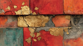 Red Gold Abstract Painting – Striking Design by Joriali Abstract