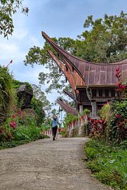 Vrouw in Toraja dorp. van Floyd Angenent