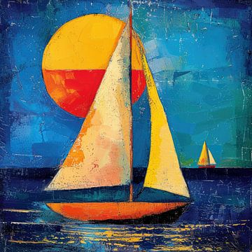 Sailboat Moon Maritime Sea Nautical by Niklas Maximilian