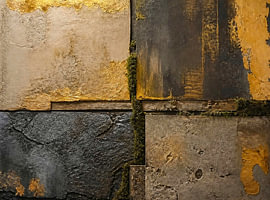 Industrielle Patina – Abstraktes Wandrelief mit Rosttönen, Beton und Moos