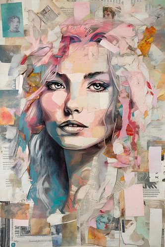 Belle femme dans un collage