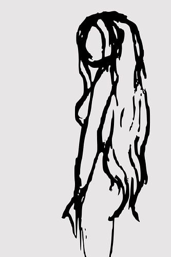 Abstract naakt in zwart wit inkt stijl