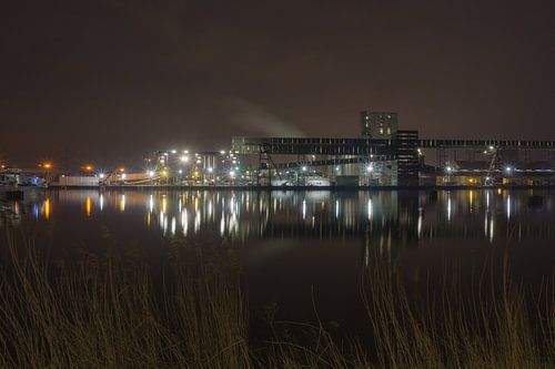Industrial landscape at night