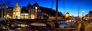 Abendlicher Blick über die Thorbeckegracht in der Stadt Zwolle